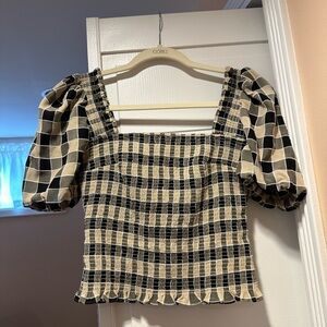 Find Me Now Gingham Puffed Sleeve Top